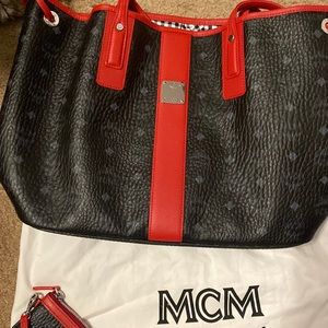 Large Reversible shopper. Black and Red MCM bag. Included a small bag